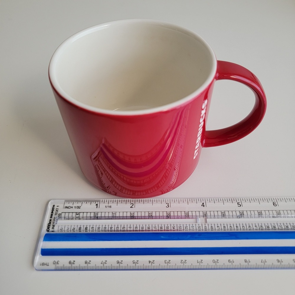 Starbucks 2012 New Bone China Red Coffee Mug Embossed Logo Cup 3in Tall - Picture 9 of 9